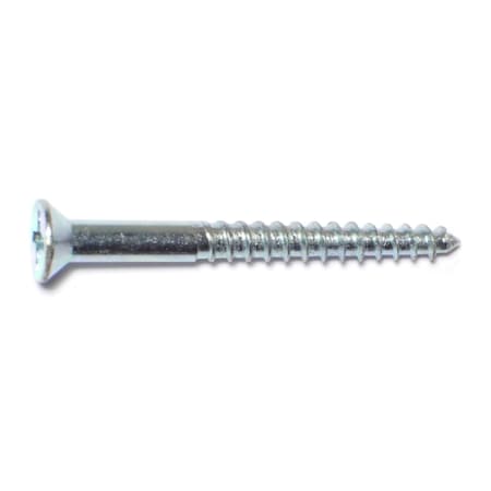 Midwest Fastener Wood Screw, #10, 2 in, Zinc Plated Steel Flat Head Phillips Drive, 100 PK 02582